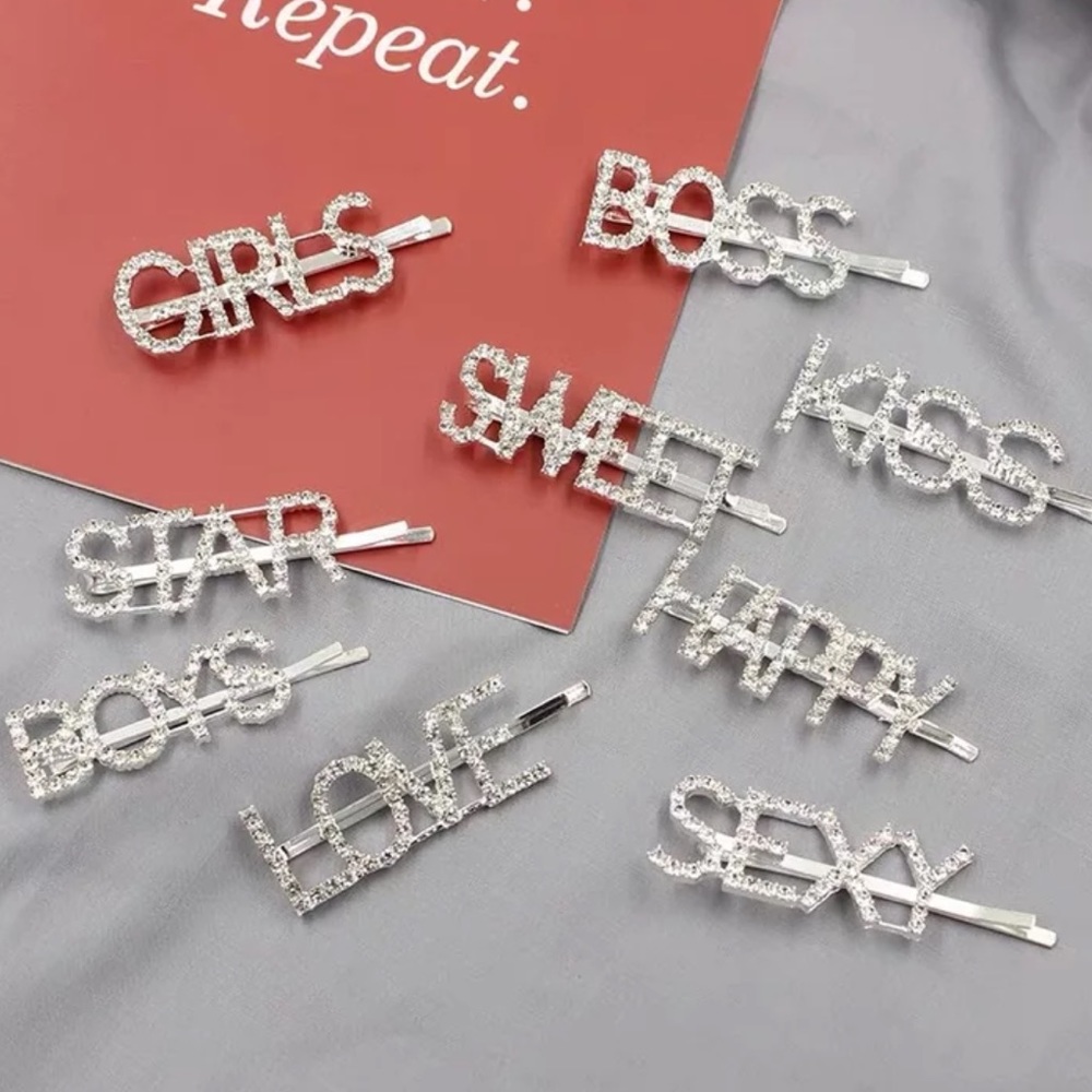 Rhinestone hair clips *very trendy*